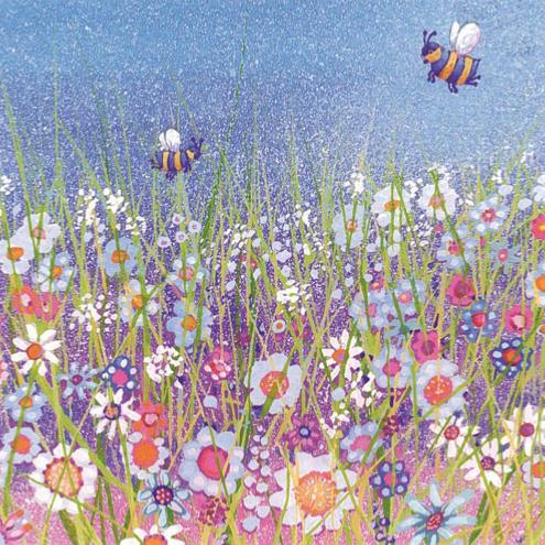Greetings Card - Bees In The Meadow