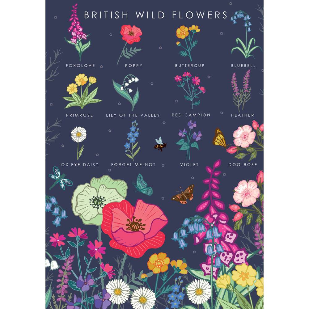 Greetings Card - British Wild Flowers | Greetings Card - The Naughty Shrew