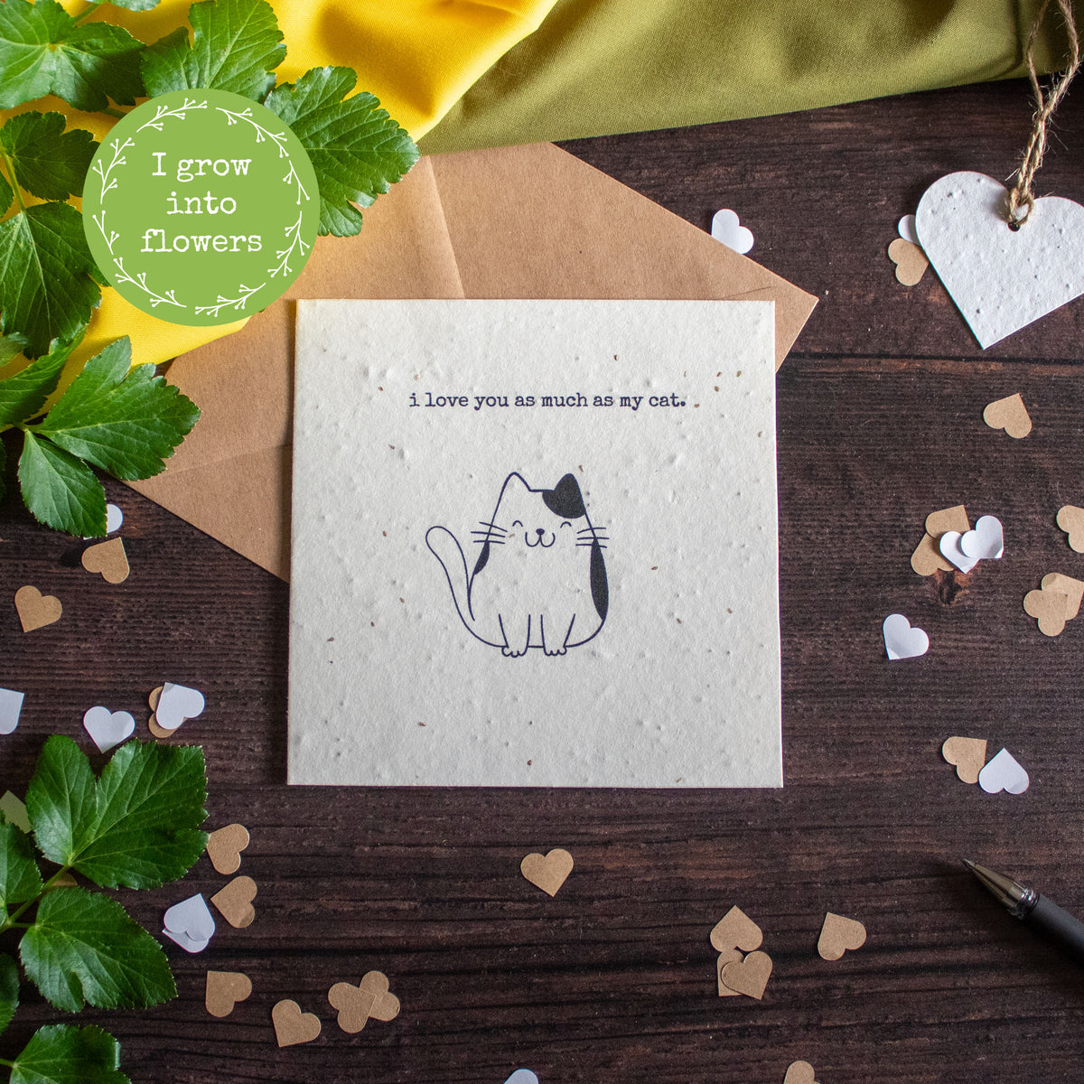 Plantable Valentine&#39;s Day Card - &#39;I Love You As Much As My Cat&#39; | Greetings Card - The Naughty Shrew