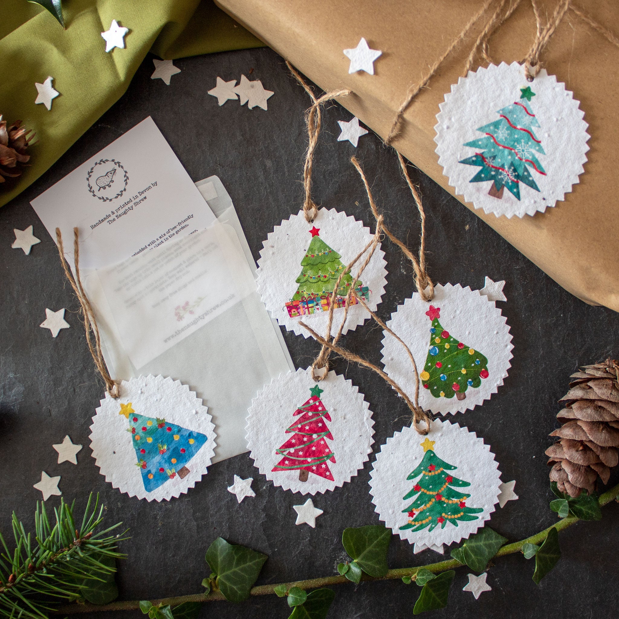 Plantable Gift Tags - Colourful Christmas Trees - Set Of 6 - The ...
