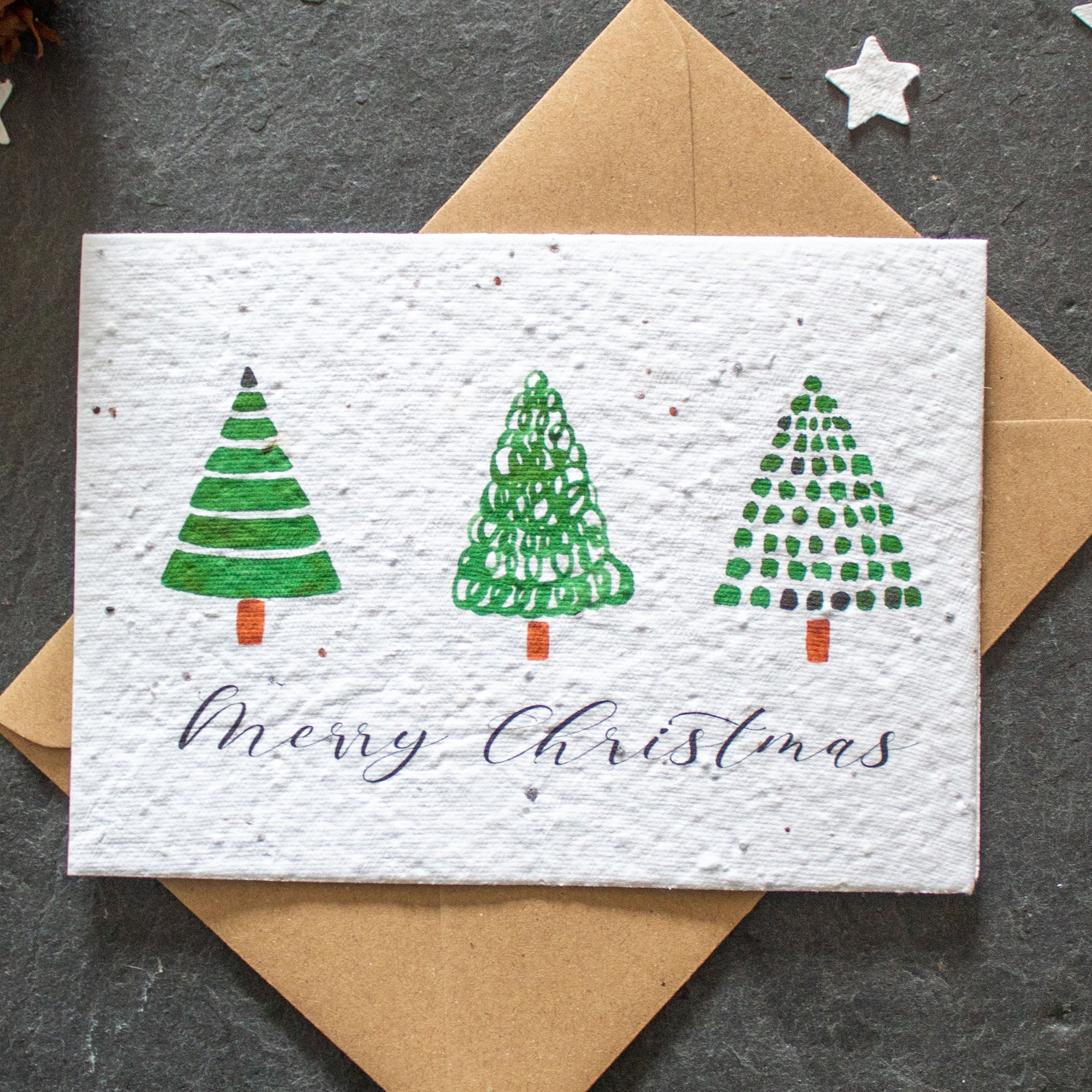 Plantable Christmas Card - Trio Of Trees | Greetings Card - The Naughty Shrew