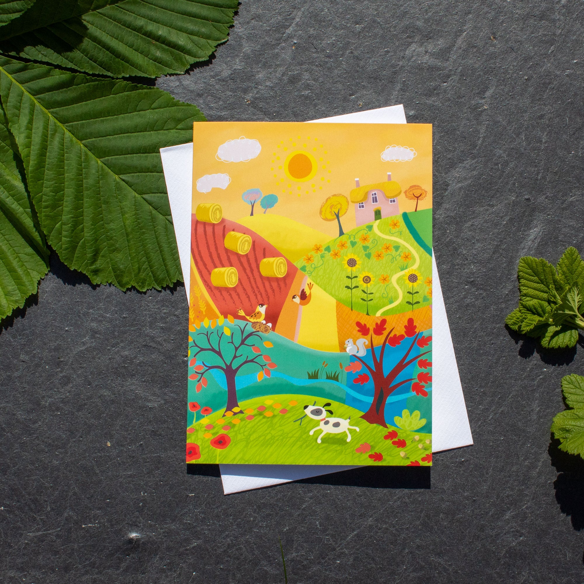Greetings Card - Sunny Fields | Greetings Card - The Naughty Shrew
