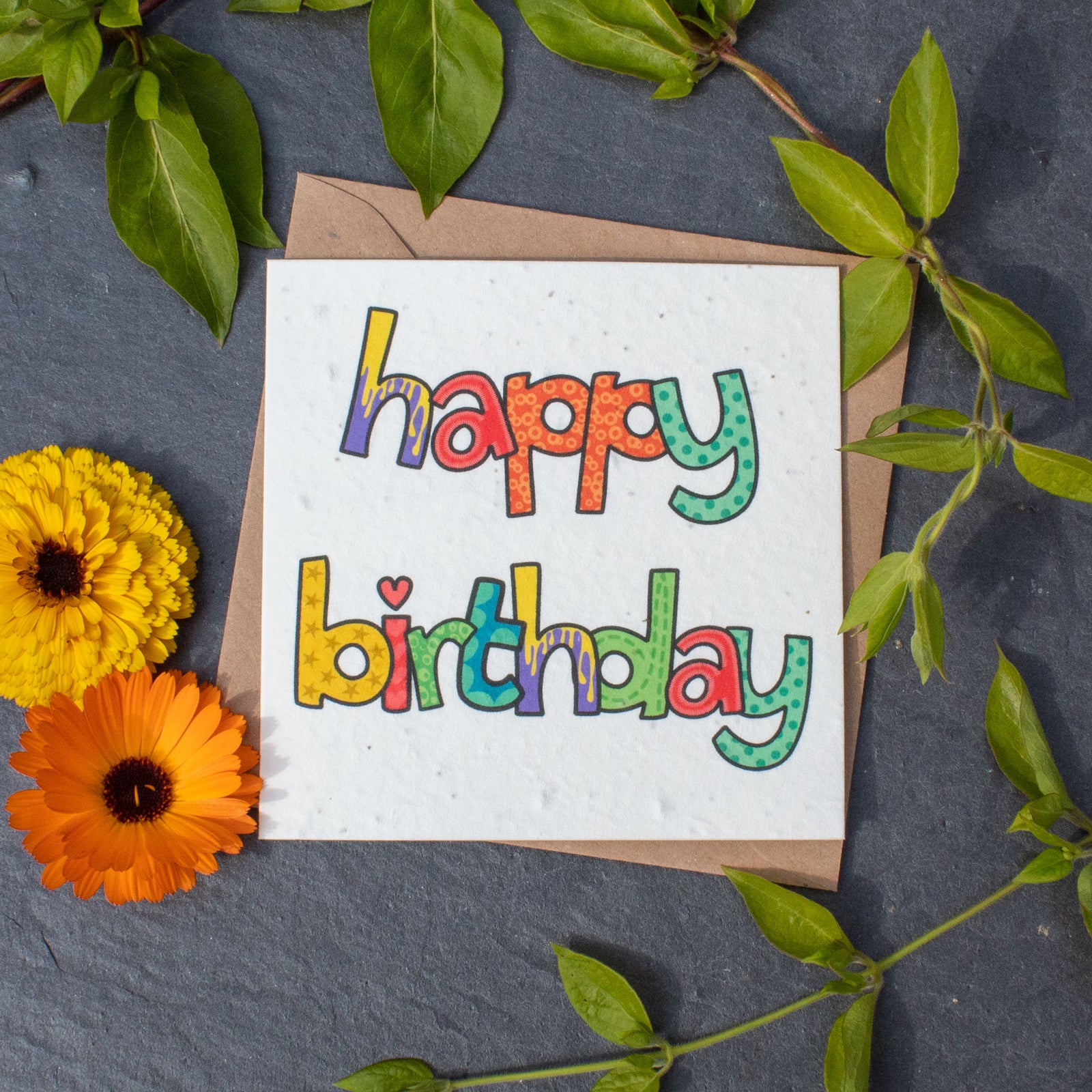 Plantable Birthday Day Card - Colourful Happy Birthday | Greetings Card - The Naughty Shrew