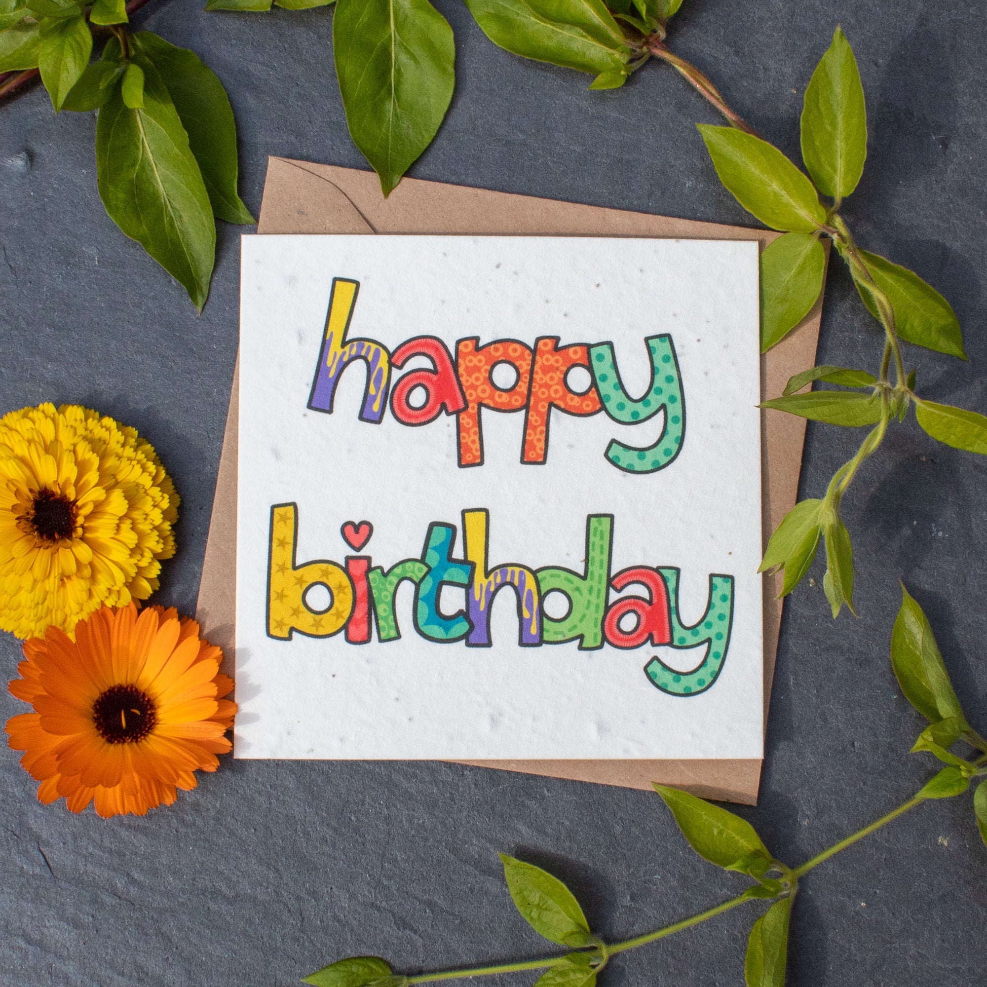 Plantable Birthday Day Card - Colourful Happy Birthday | Greetings Card - The Naughty Shrew