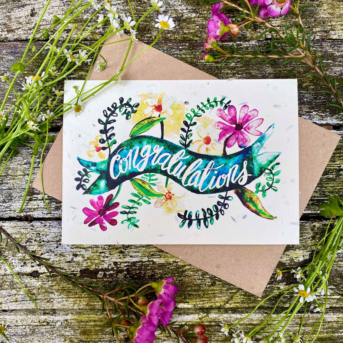 Congratulations - Plantable Wildflower Card | Greetings Card - The Naughty Shrew