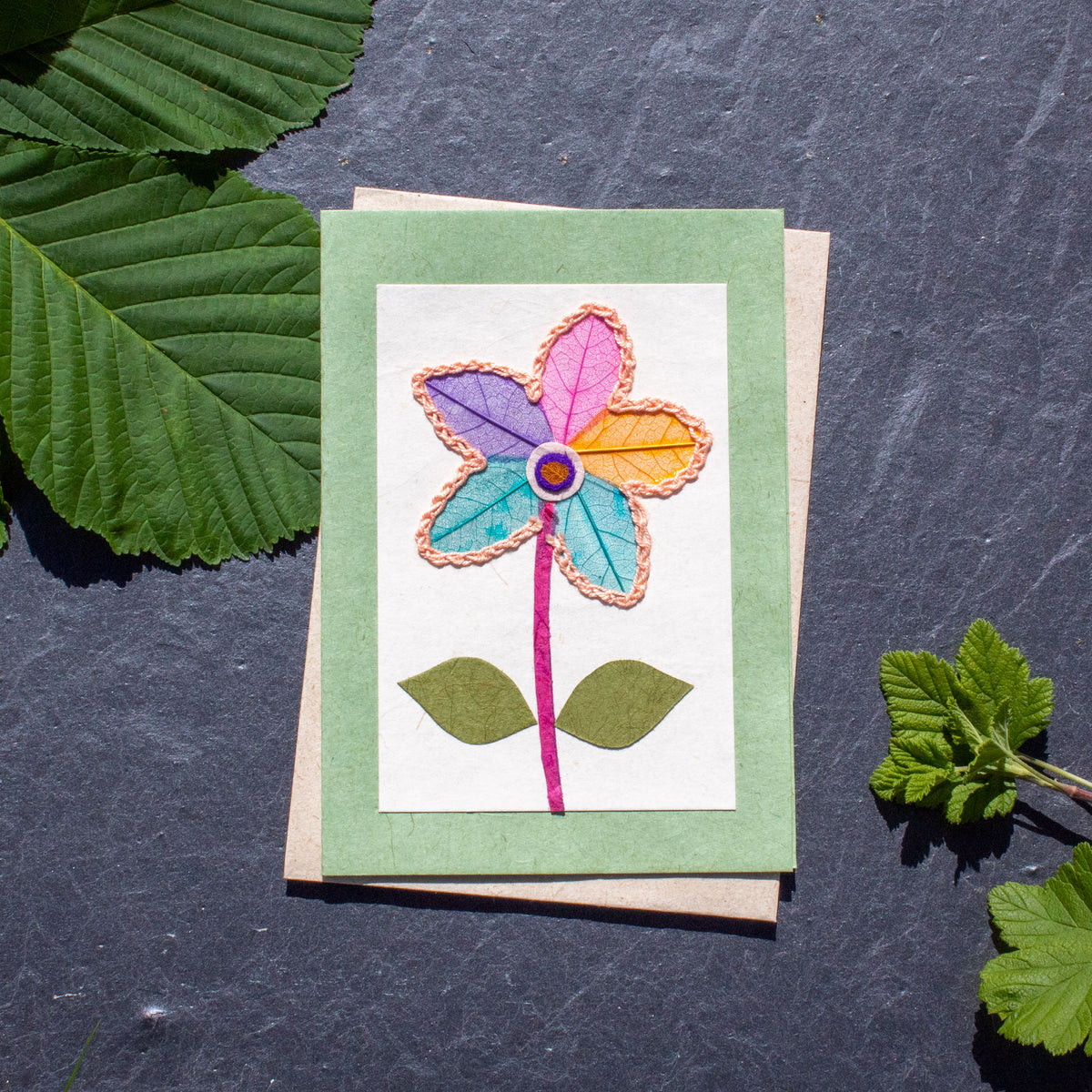 Handmade Greetings Card - Colourful Flower