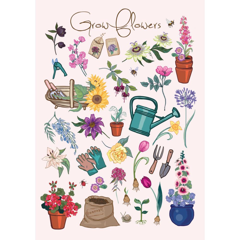 Greetings Card - Grow Flowers