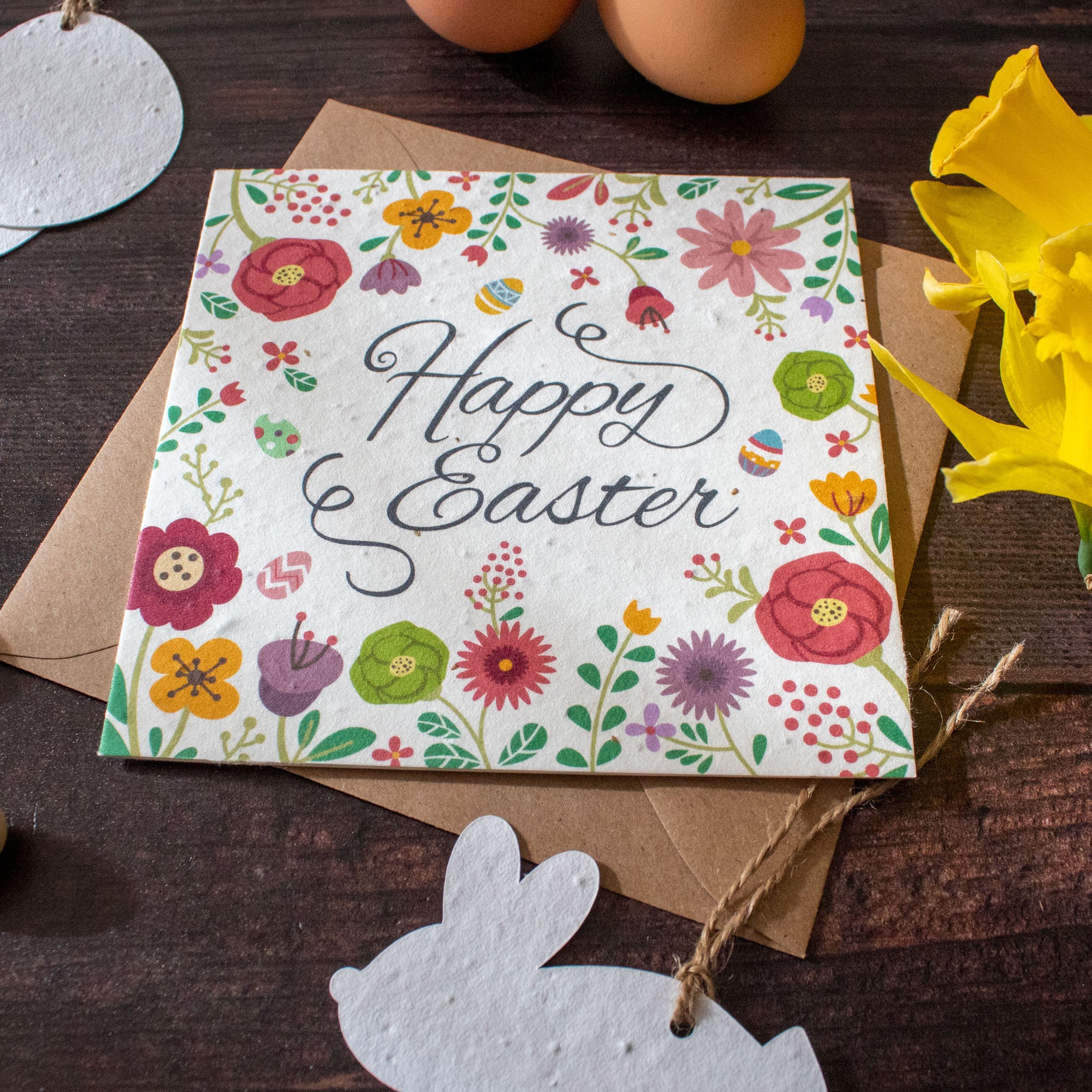 Plantable Easter Card - 'Happy Easter' Flowers | Greetings Card - The Naughty Shrew