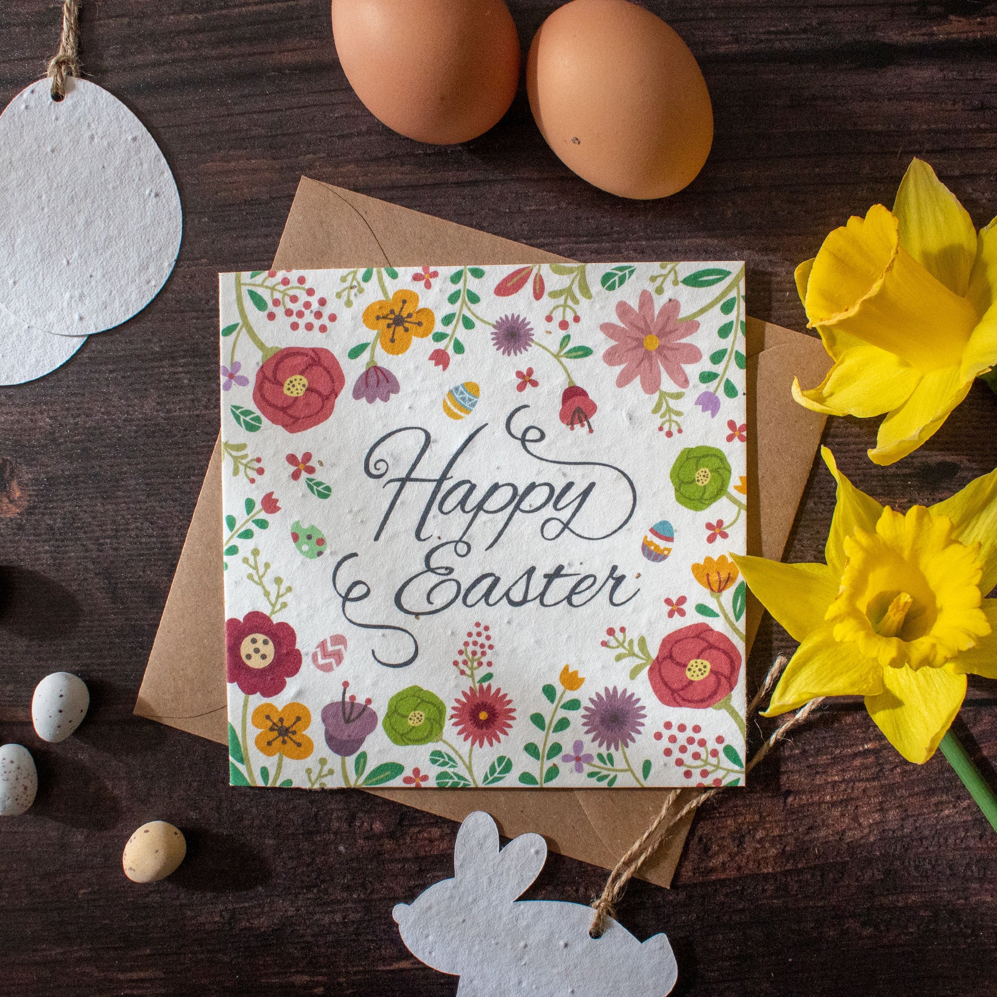 Plantable Easter Card - 'Happy Easter' Flowers | Greetings Card - The Naughty Shrew