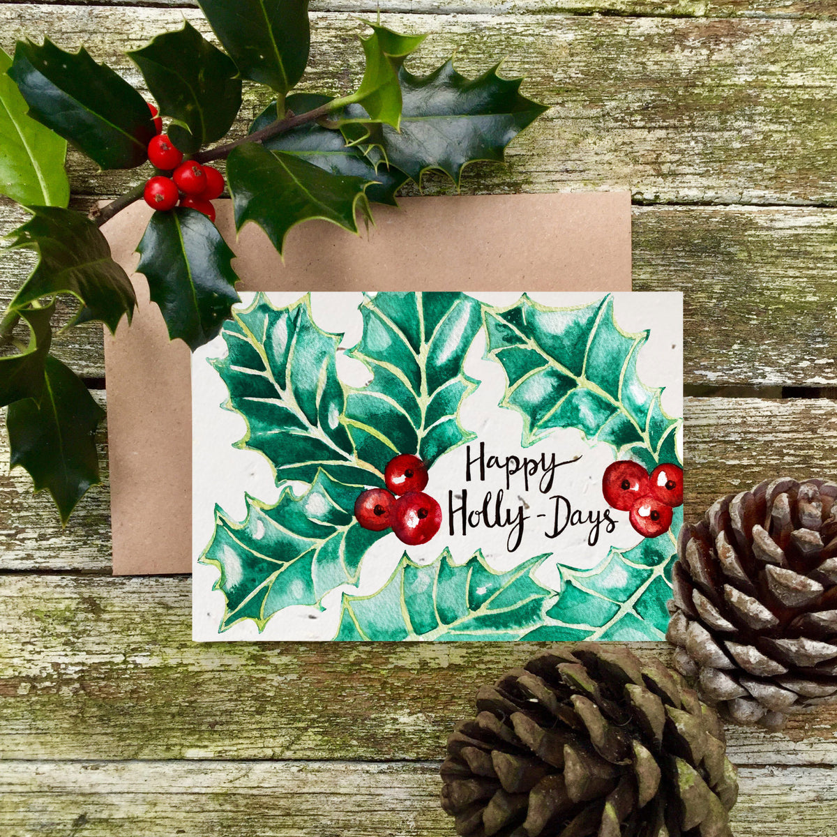 Happy Holly-Days - Plantable Wildflower Christmas Card | Greetings Card - The Naughty Shrew