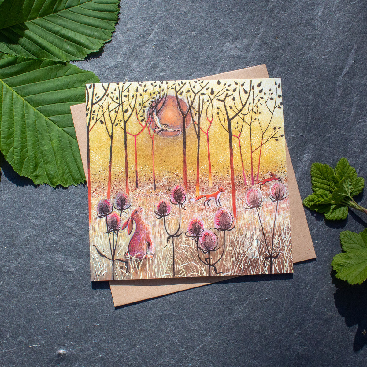 Greetings Card - The Owl, The Hare And The Fox