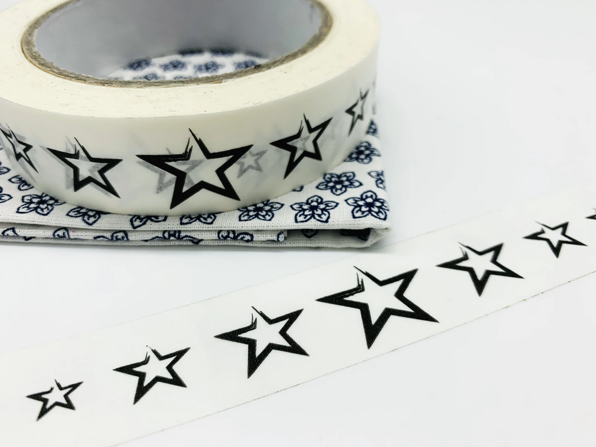 White Paper Tape - Stars Design - 25mm x 66m | Tape - The Naughty Shrew