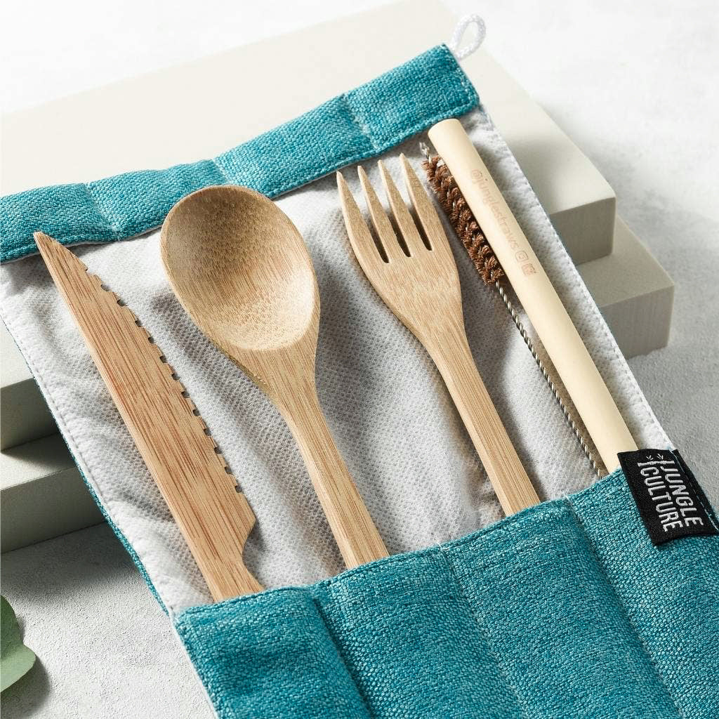 Bamboo Cutlery Set in Marine | Cutlery Set - The Naughty Shrew