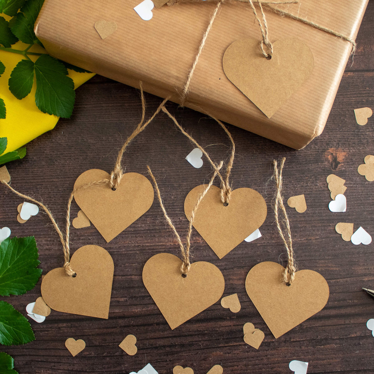 Recycled Kraft Gift Tag - Heart Shape - Set Of 6 | Gift Tag - The Naughty Shrew