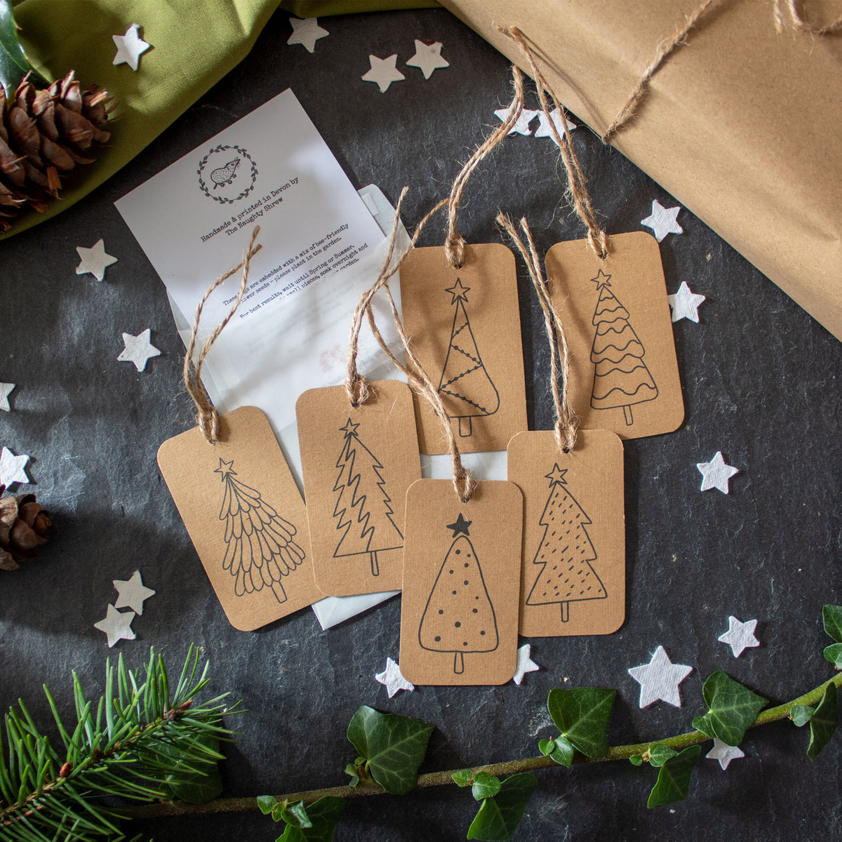 Kraft Gift Tags - Simple Christmas Trees - Set Of 6 | Gift Tag - The Naughty Shrew