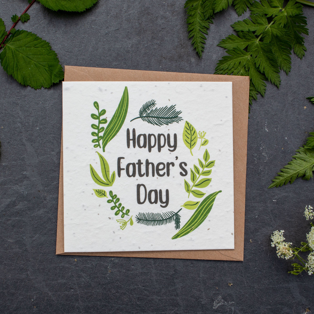 Plantable Father&#39;s Day Card - Green Wreath | Greetings Card - The Naughty Shrew
