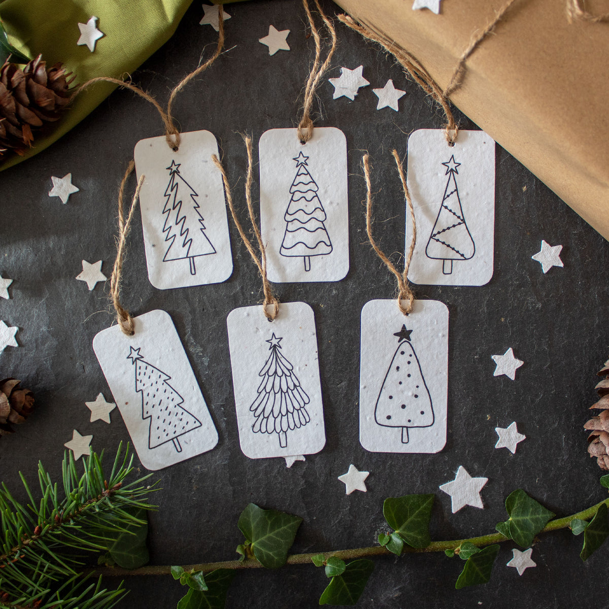 Plantable Gift Tags - Simple Christmas Trees - Set Of 6 | Gift Tag - The Naughty Shrew