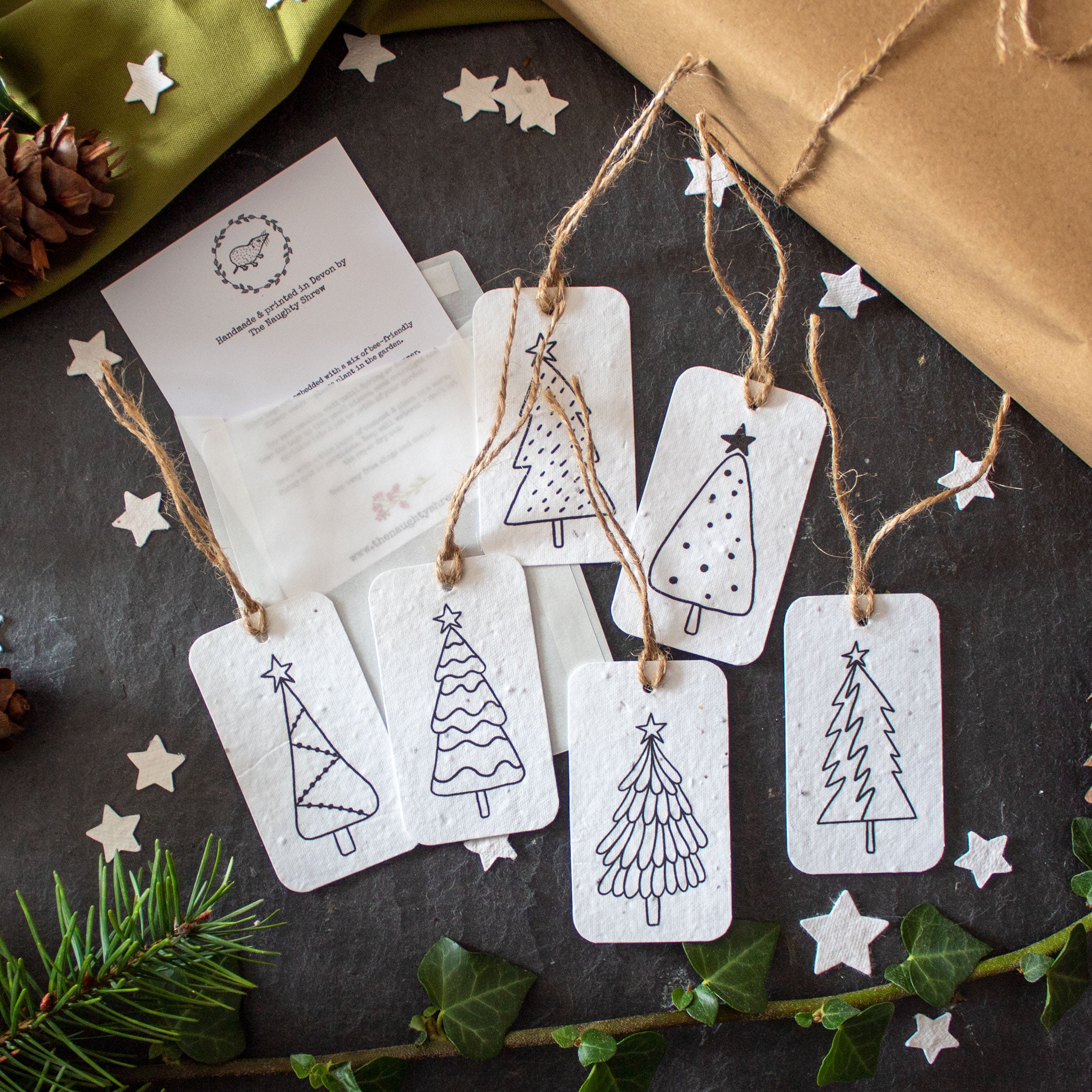Plantable Gift Tags - Simple Christmas Trees - Set Of 6 - The Naughty Shrew