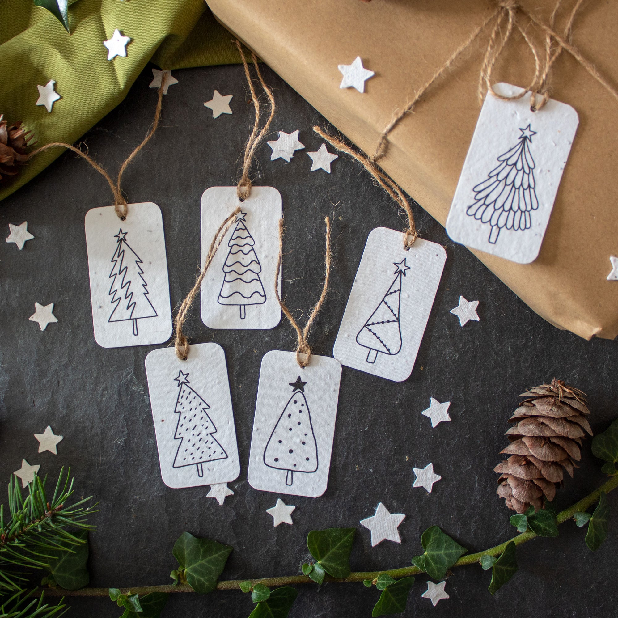 Plantable Gift Tags - Simple Christmas Trees - Set Of 6 | Gift Tag - The Naughty Shrew