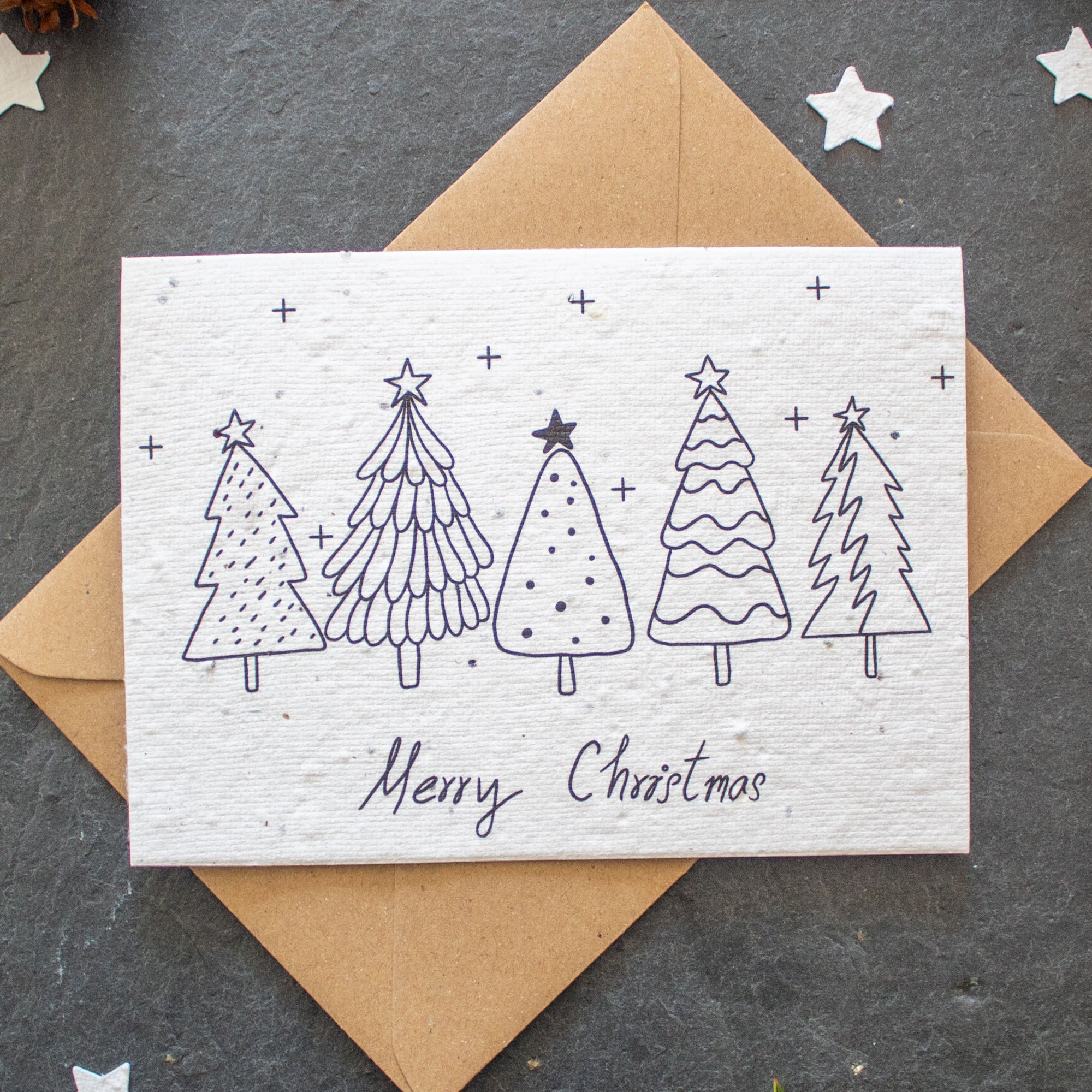 Plantable Christmas Card - Simple Merry Christmas Trees | Greetings Card - The Naughty Shrew