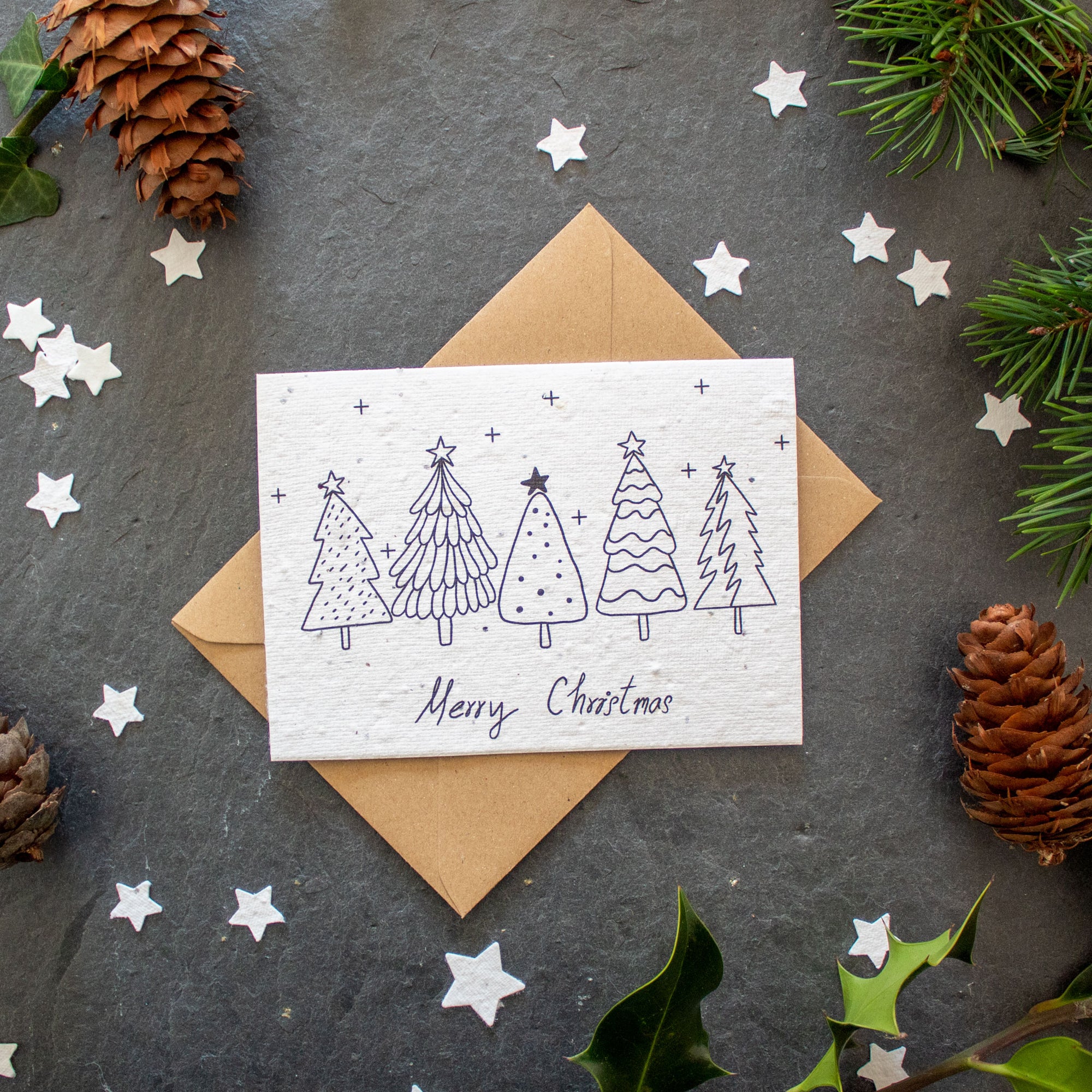 Plantable Christmas Card - Simple Merry Christmas Trees | Greetings Card - The Naughty Shrew