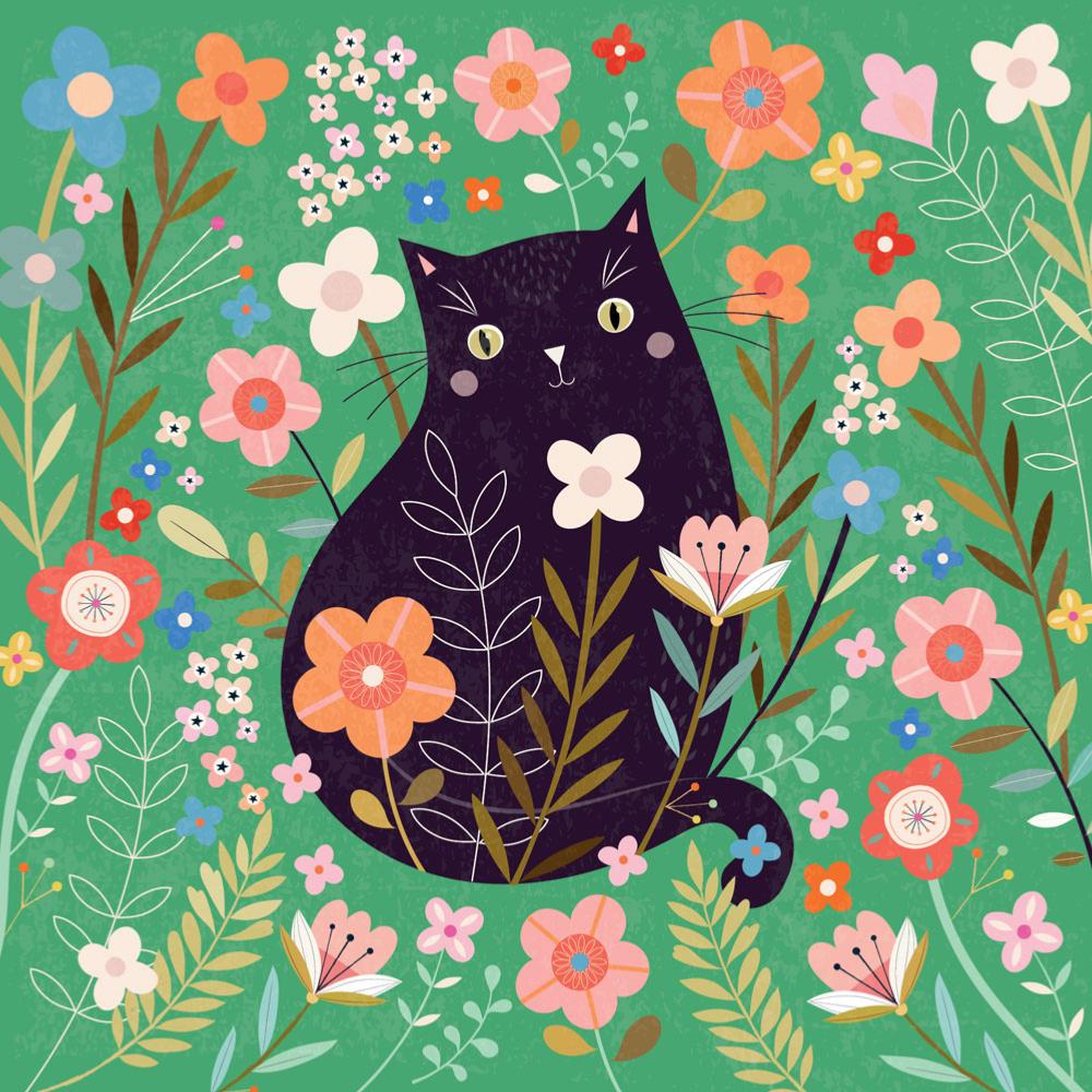 Greetings Card - Lucky Black Cat