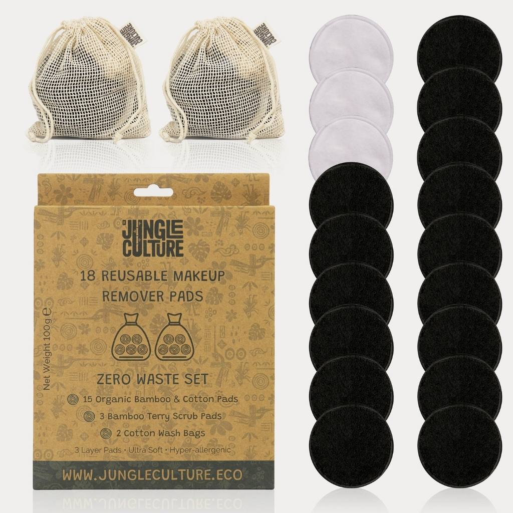 Make Up Remover Pads Set - Set Of 18 With Wash Bag | Flannel - The Naughty Shrew