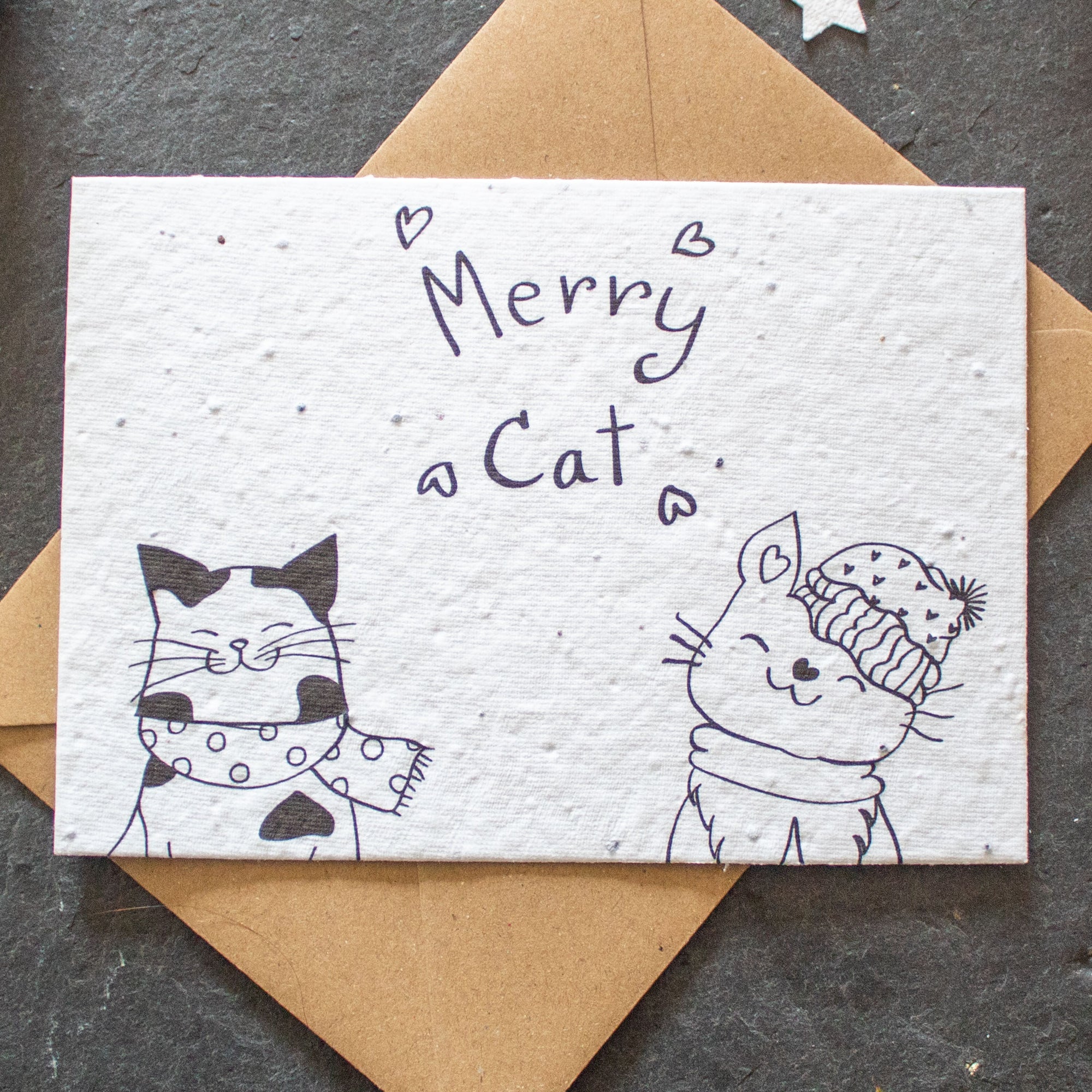 Plantable Christmas Card - Merry Cat | Greetings Card - The Naughty Shrew