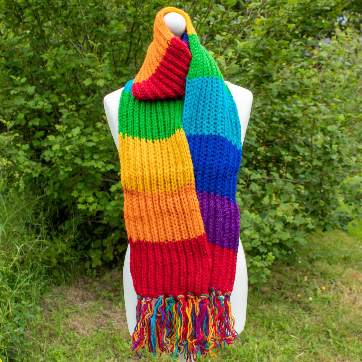 Rainbow Knitted Wool Scarf | Scarf - The Naughty Shrew