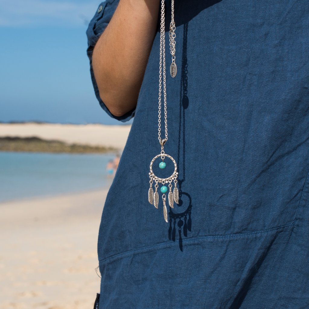 Dreamcatcher Necklace With Turquoise Stones | Necklace - The Naughty Shrew