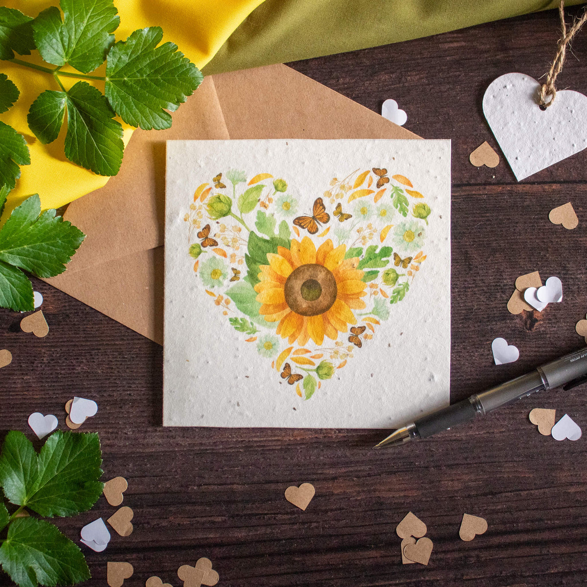 Plantable Valentine&#39;s Day Card - Sunflower Heart | Greetings Card - The Naughty Shrew