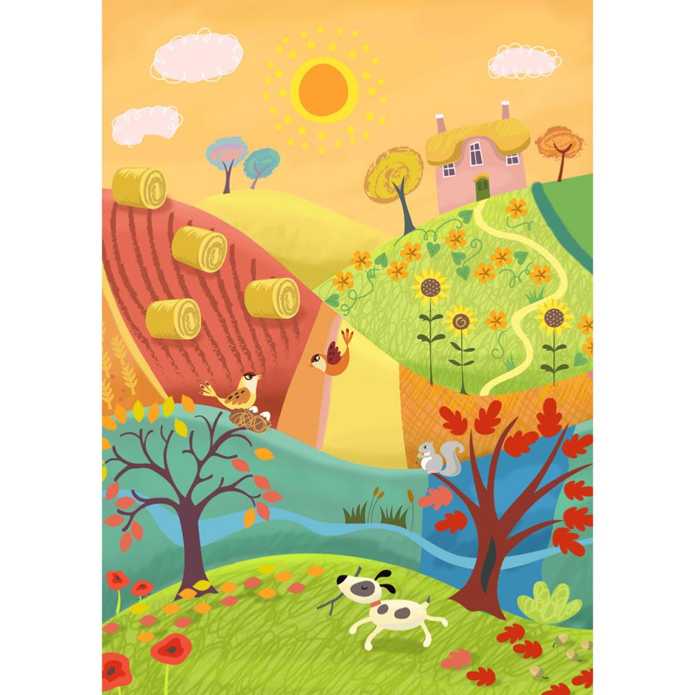 Greetings Card - Sunny Fields | Greetings Card - The Naughty Shrew