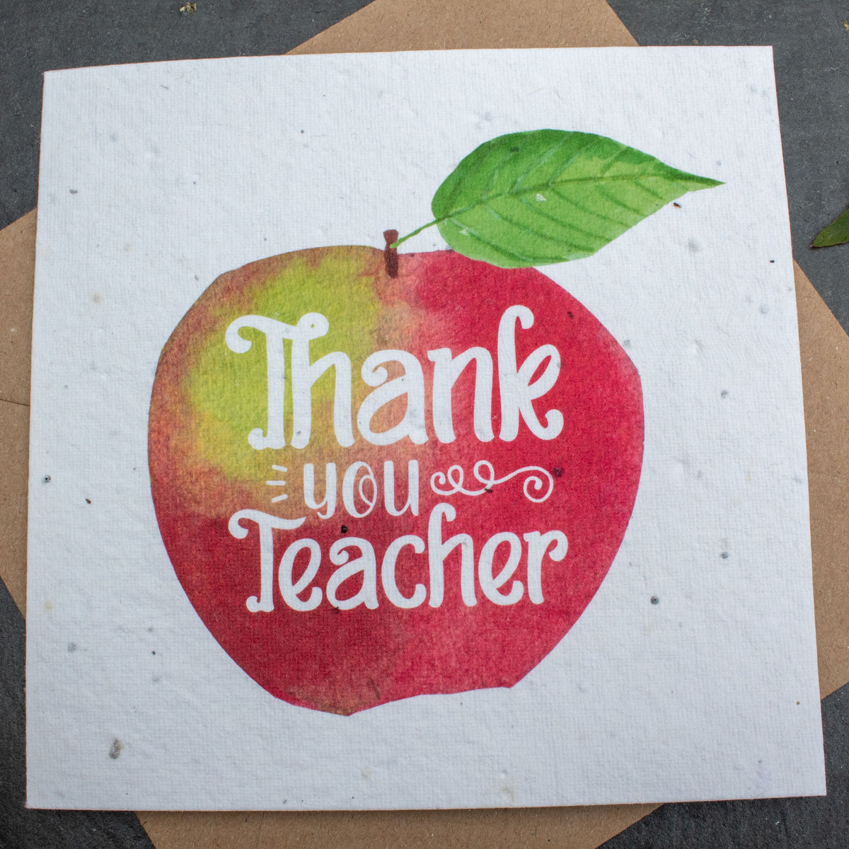 Plantable Card - Thank You Teacher Apple | Greetings Card - The Naughty Shrew