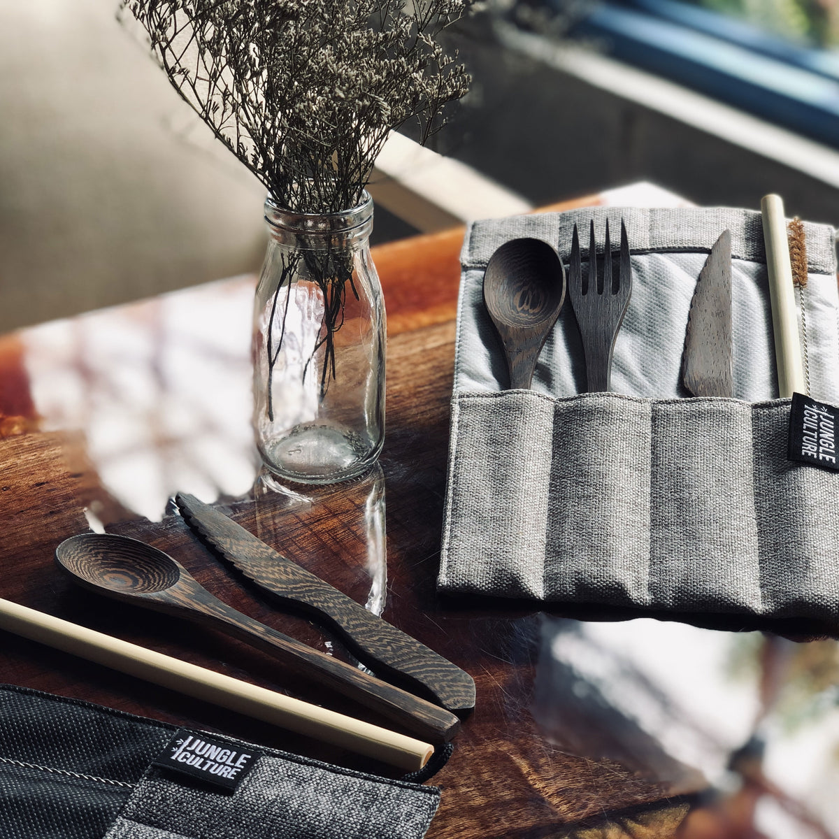 Wooden Cutlery Set in Dark Grey | Cutlery Set - The Naughty Shrew